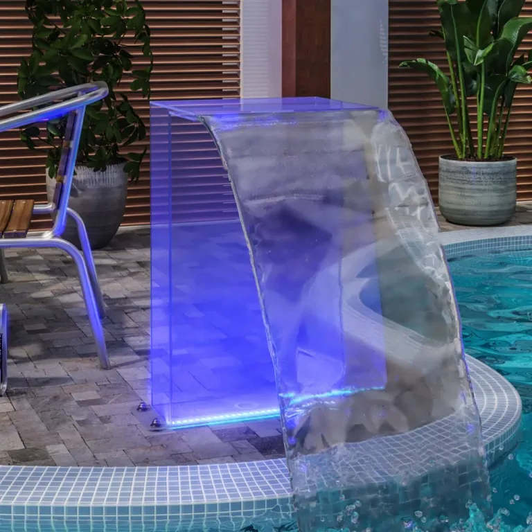 Wasserfall-Element mit RGB-LEDs Acryl 51 cm Pool Schwalldusche