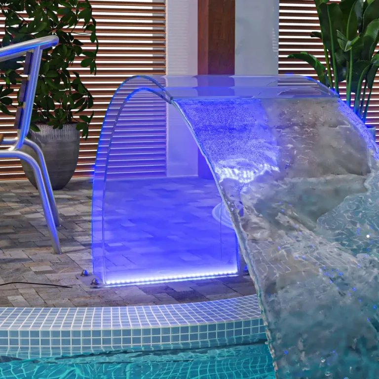 Wasserfall-Element mit RGB-LEDs Acryl 50 cm Pool Schwalldusche