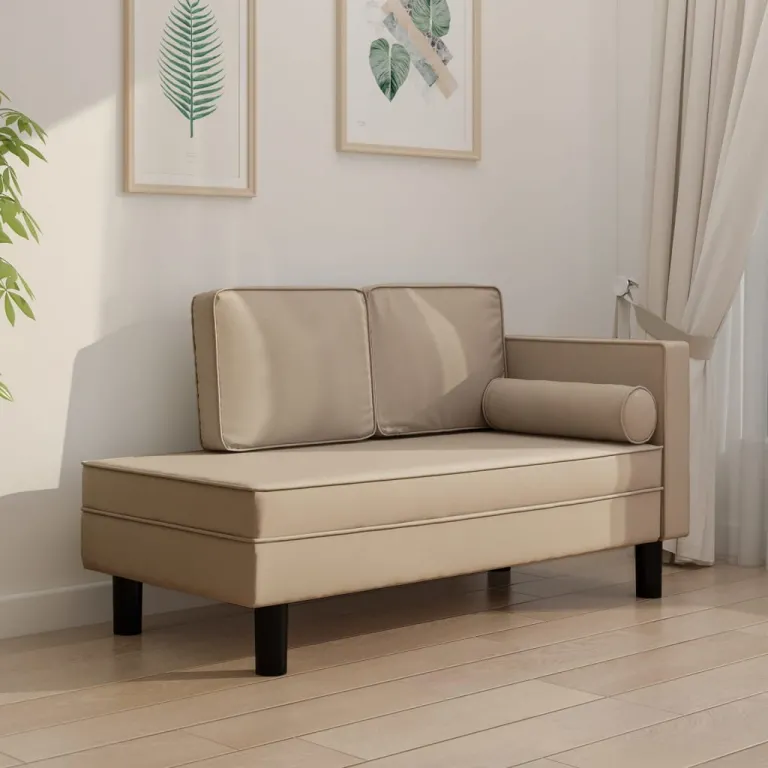 Ottomane Liegesofa Recamiere Sofa Couch 2-Sitzer Cappuccino-Braun Kunstleder