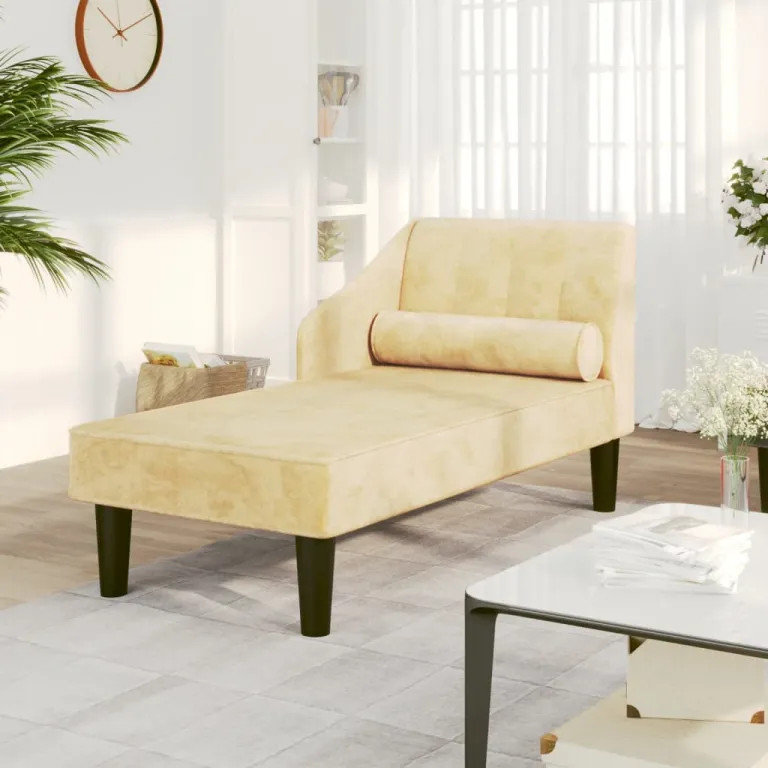 Ottomane Liegesofa Recamiere Sofa Couch 2-Sitzer Creme Samt