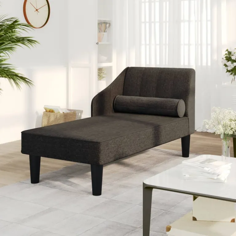 Ottomane Liegesofa Recamiere Sofa Couch 2-Sitzer Schwarz Stoff