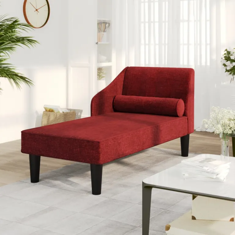 Ottomane Liegesofa Recamiere Sofa Couch 2-Sitzer Weinrot Stoff