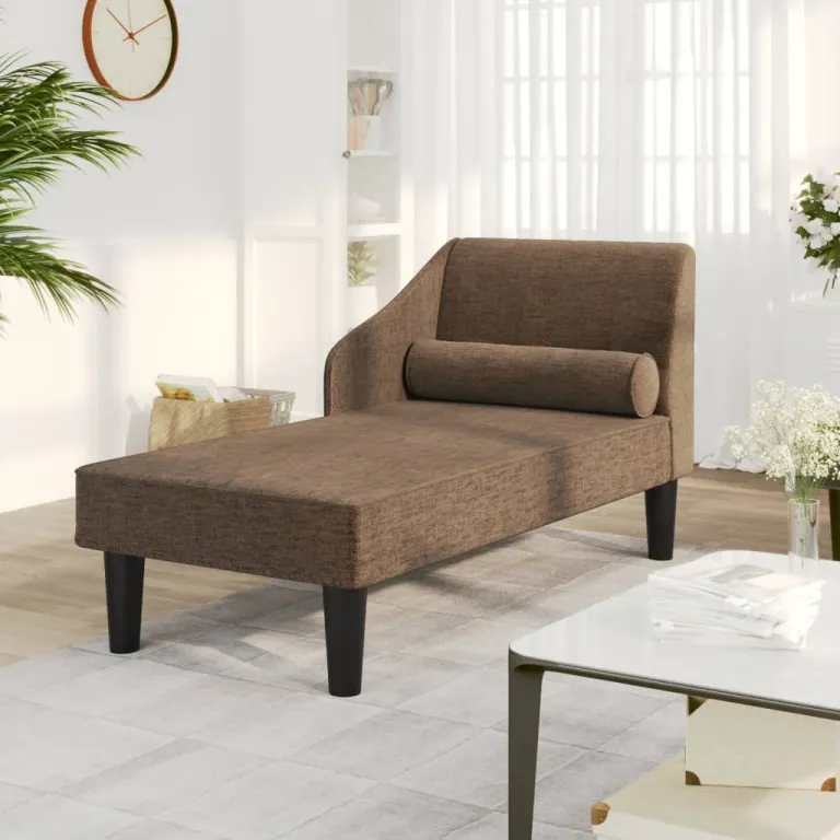 Ottomane Liegesofa Recamiere Sofa Couch 2-Sitzer Braun Stoff