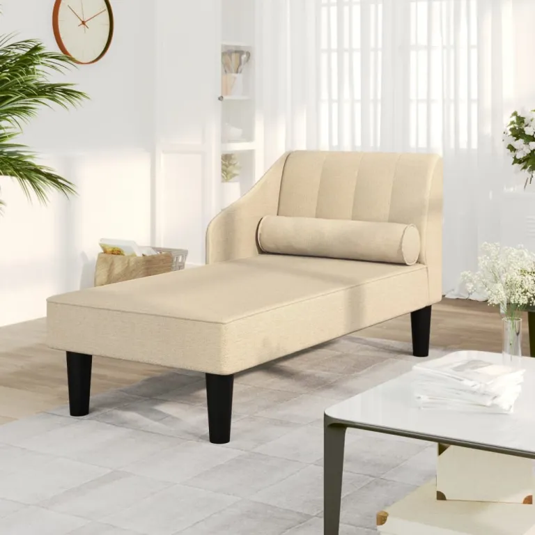 Ottomane Liegesofa Recamiere Sofa Couch 2-Sitzer Creme Stoff