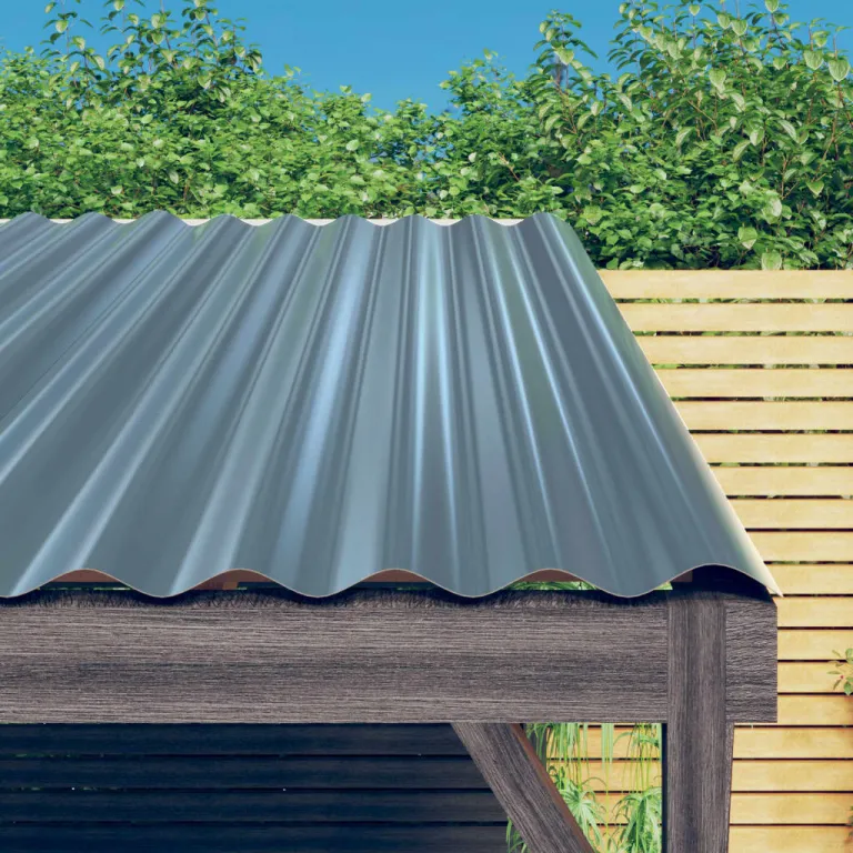 Dachpaneele 36 Stk. Pulverbeschichteter Stahl Grau 60x36 cm Dacheindeckung Wetterschutz