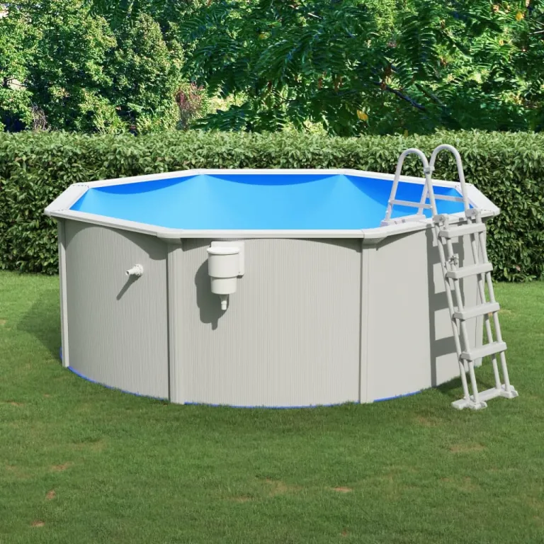 Pool mit Sicherheitsleiter Stahlwandpool Gartenpool Schwimmbecken 360x120 cm