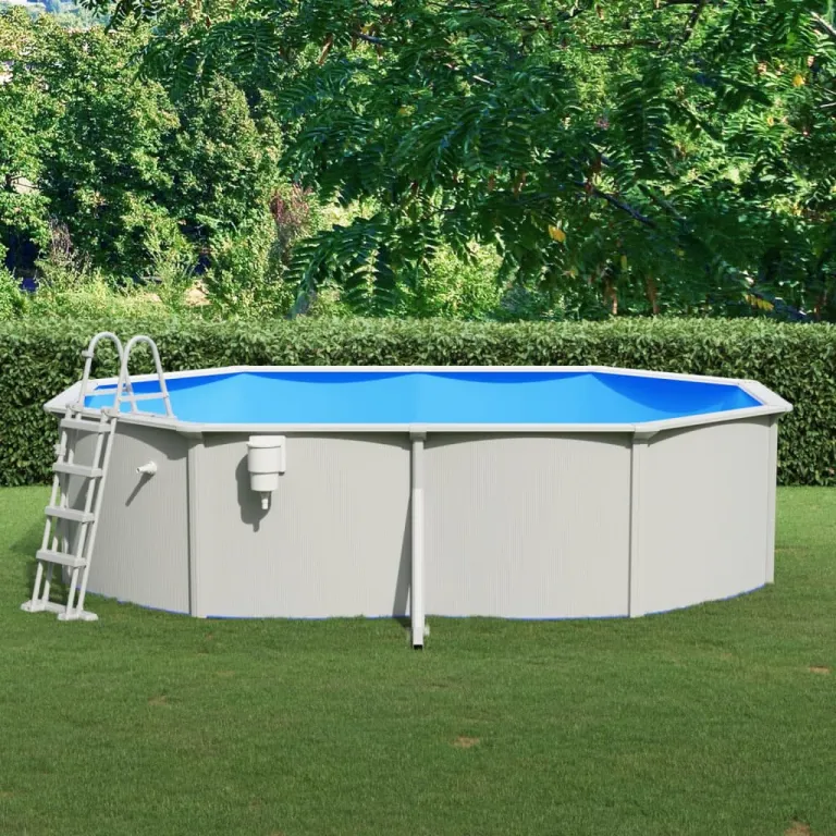 Pool mit Sicherheitsleiter Stahlwandpool Gartenpool Schwimmbecken 490x360x120 cm