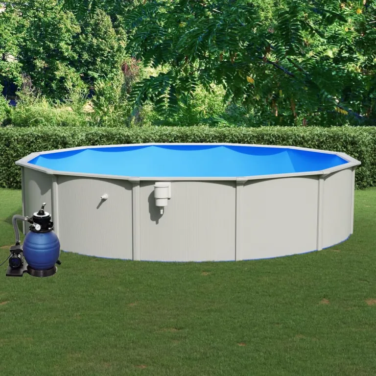 Pool mit Sandfilterpumpe Stahlwandpool Gartenpool Schwimmbecken 550x120 cm