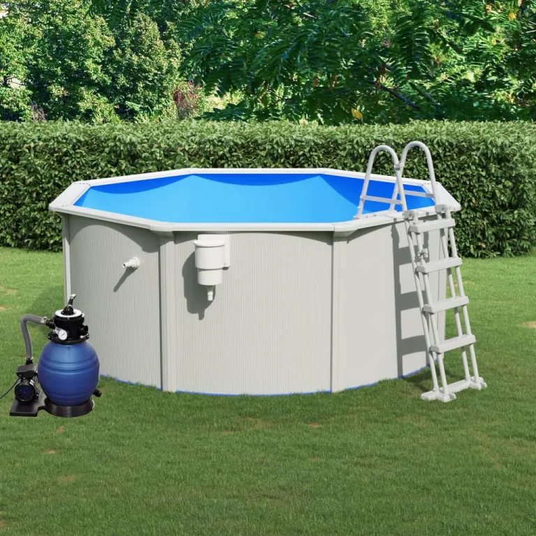 Pool mit Sandfilterpumpe Stahlwandpool Gartenpool Schwimmbecken Leiter 300x120