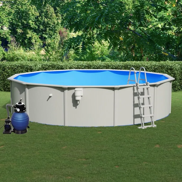 Pool mit Sandfilterpumpe Stahlwandpool Gartenpool Schwimmbecken Leiter 550x120 c