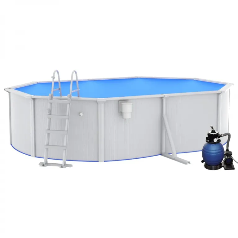 Pool mit Sandfilterpumpe Stahlwandpool Gartenpool Schwimmbecken 490x360x120 c