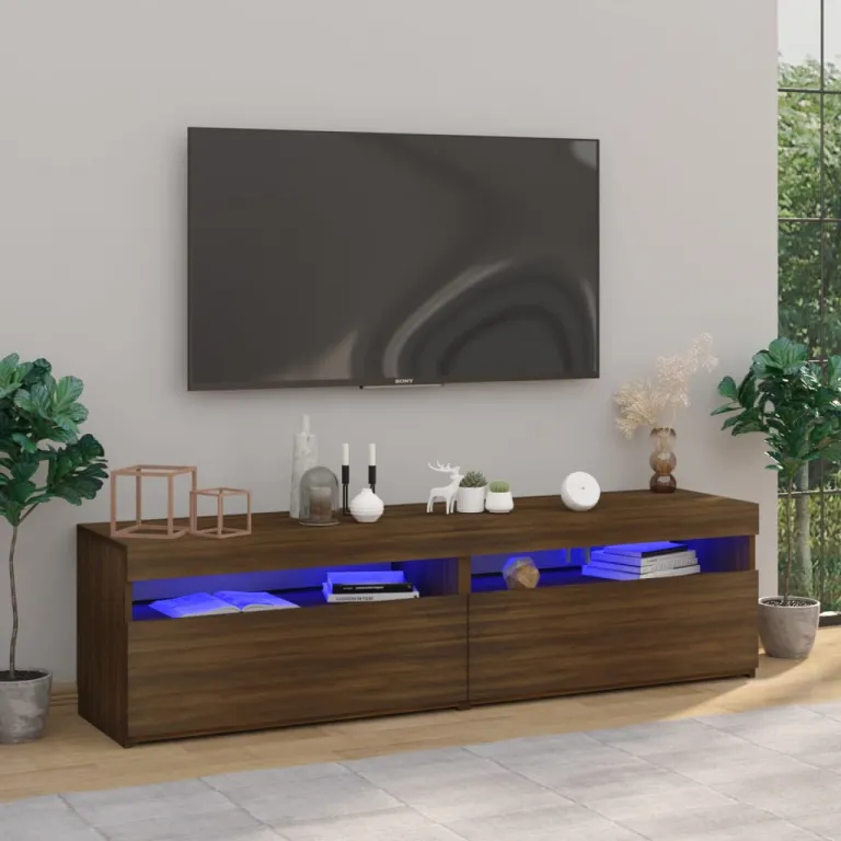 TV-Schrank mit LED-Leuchten Ruchereiche 75x35x40 cm Lowboard