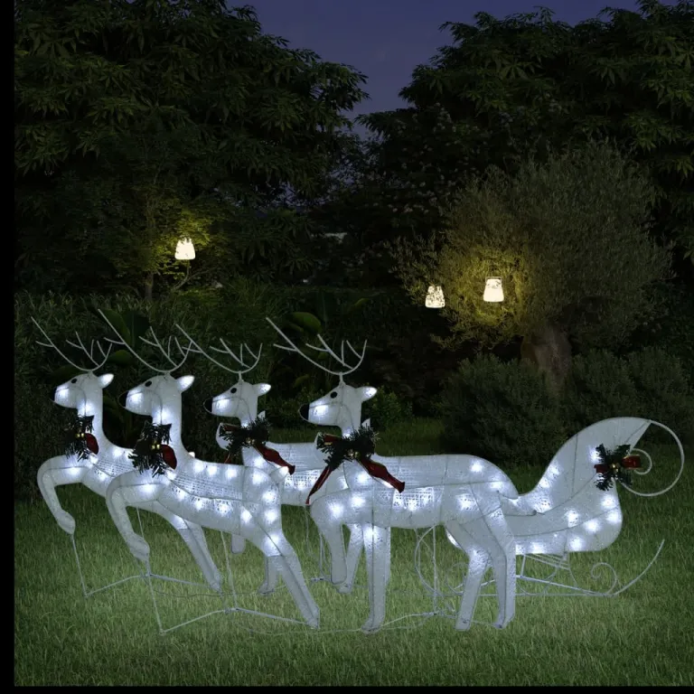 Weihnachtsdekoration Rentiere & Schlitten 100 LEDs Outdoor Wei