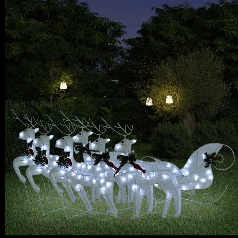 Weihnachtsdekoration Rentiere & Schlitten 140 LEDs Outdoor Wei