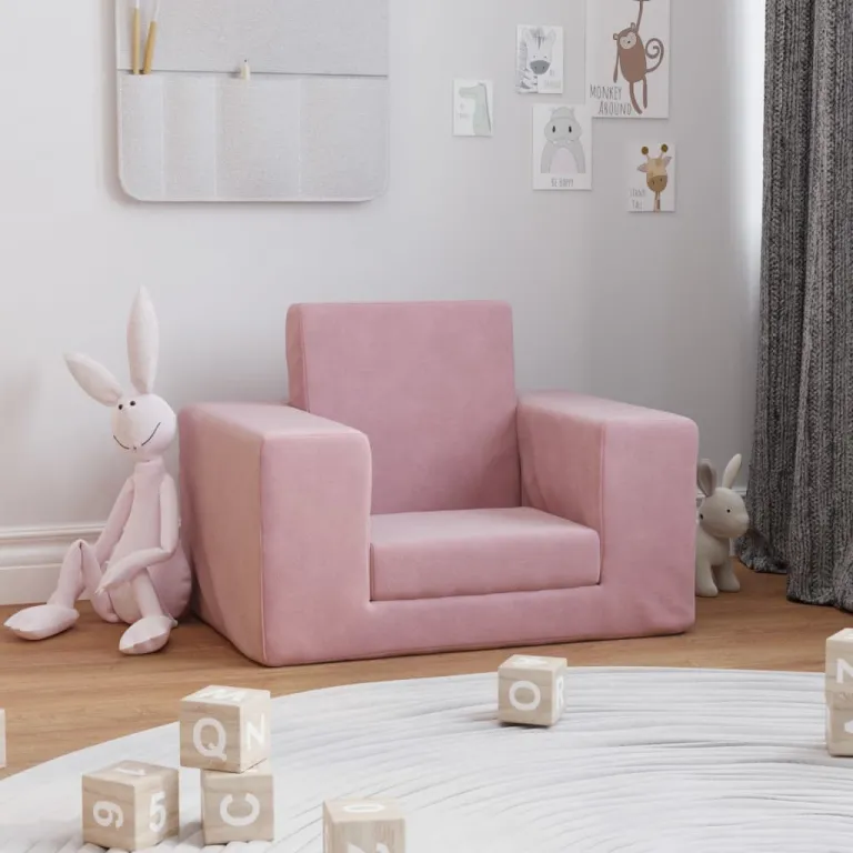 Kindersofa Rosa Weich Plsch