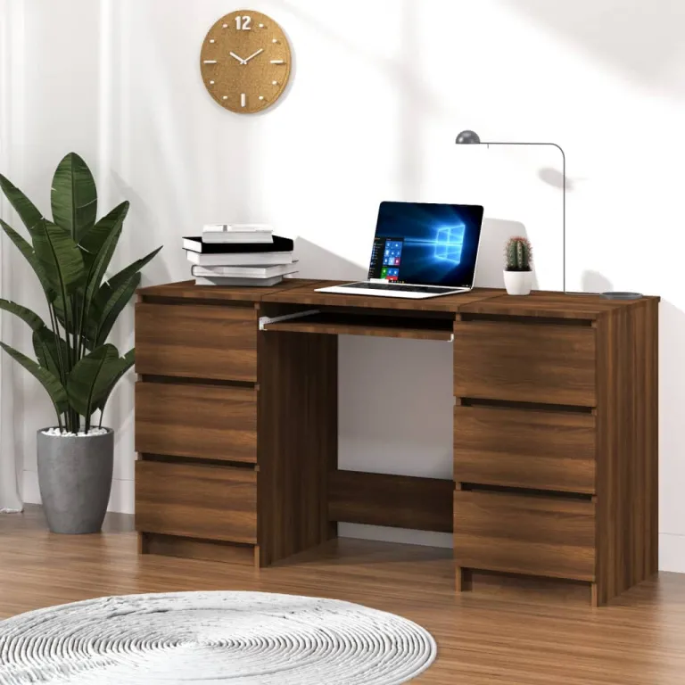 Schreibtisch Braun Eichen-Optik 140x50x77 cm Holzwerkstoff