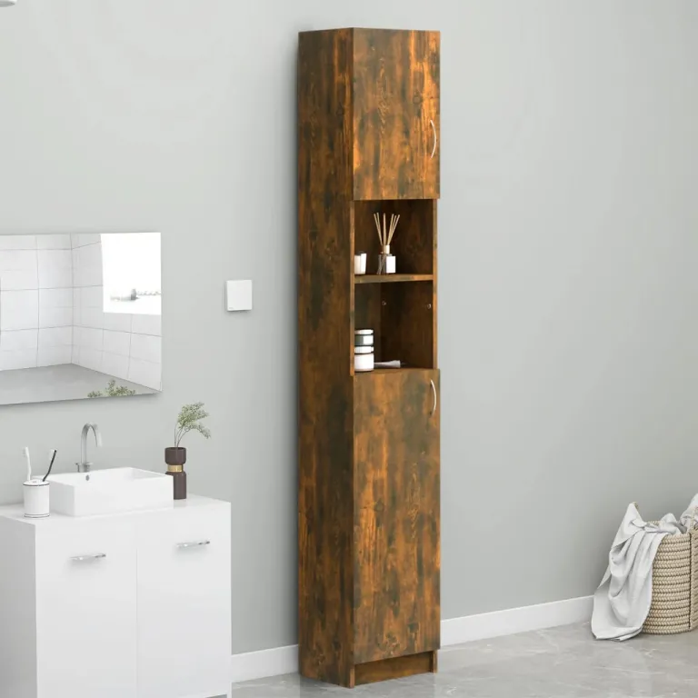 Badezimmerschrank Ruchereiche 32x25,5x190 cm Holzwerkstoff