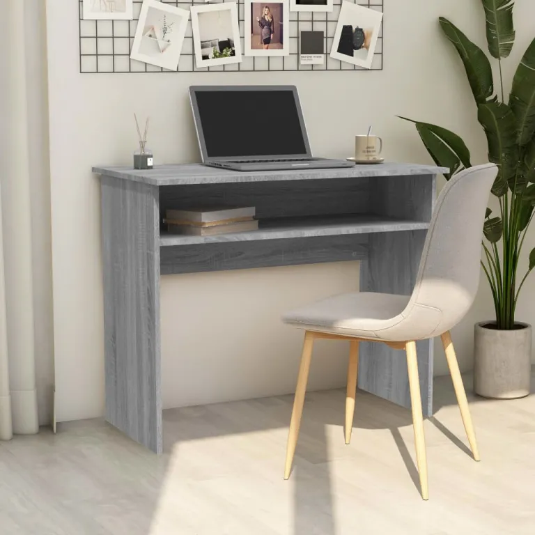 Schreibtisch Grau Sonoma 90x50x74 cm Holzwerkstoff Arbeitsplatz Homeoffice