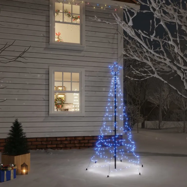 LED-Weihnachtsbaum mit Erdngeln Blau 200 LEDs 180 cm