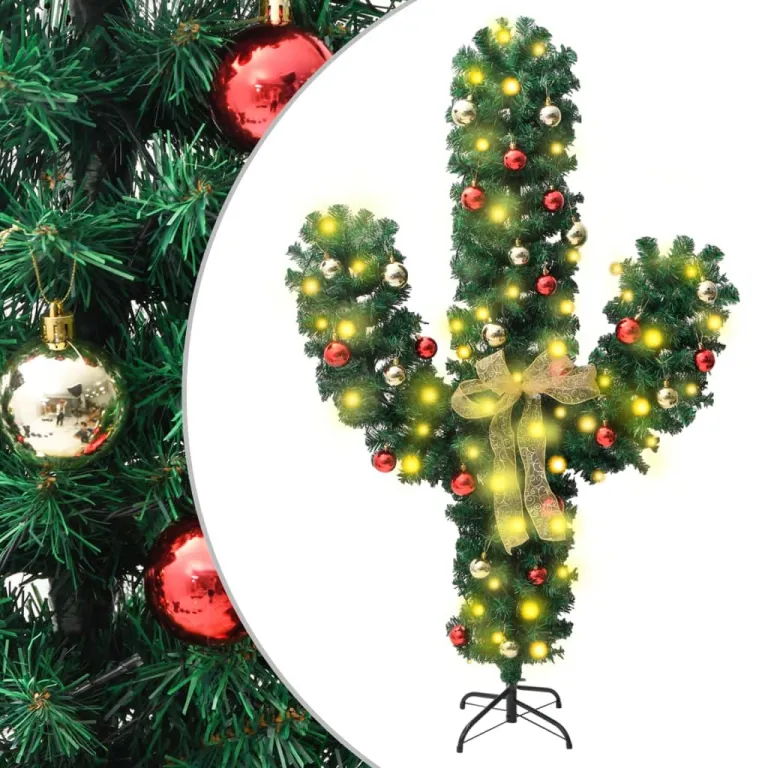 Weihnachtskaktus mit Stnder und LED Grn 180 cm PVC Weihnachtsbaum