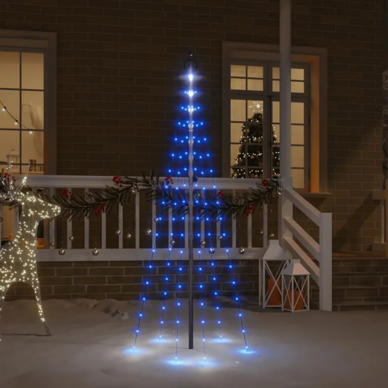 LED-Weihnachtsbaum fr Fahnenmast Blau 108 LEDs 180 cm