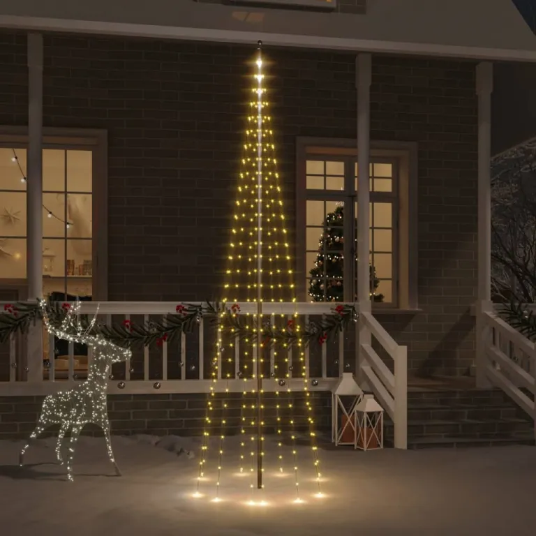LED-Weihnachtsbaum fr Fahnenmast Warmwei 310 LEDs 300 cm