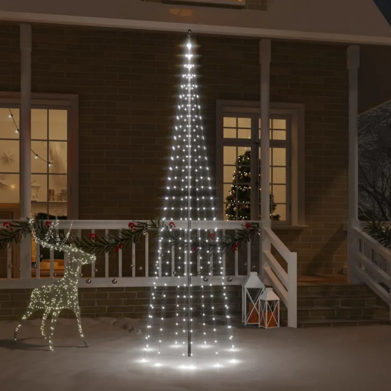 LED-Weihnachtsbaum fr Fahnenmast Kaltwei 310 LEDs 300 cm