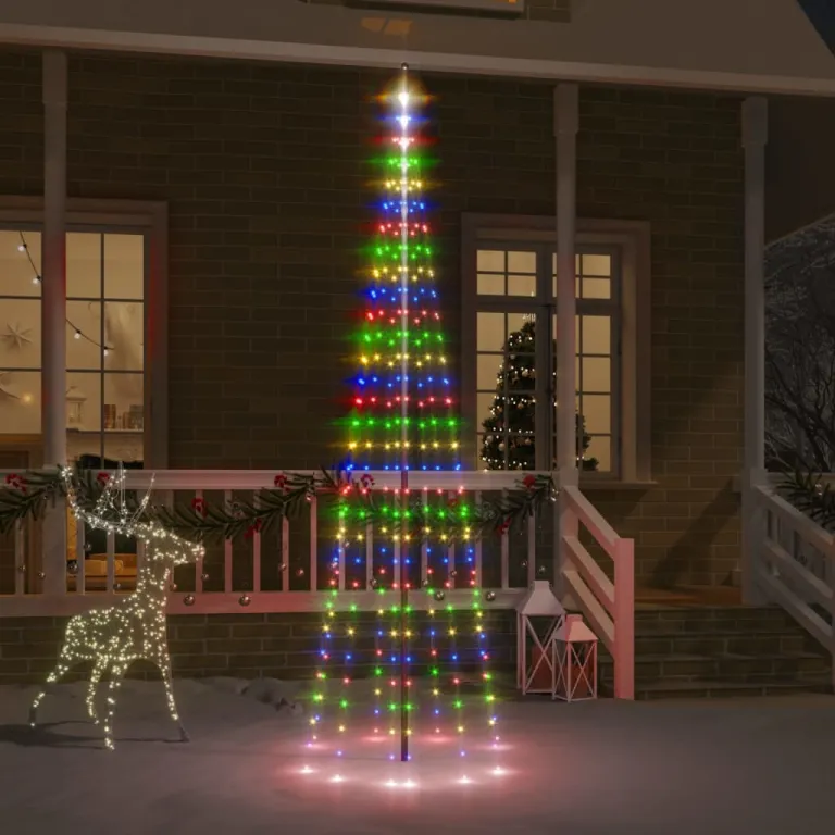 LED-Weihnachtsbaum fr Fahnenmast Mehrfarbig 310 LEDs 300 cm
