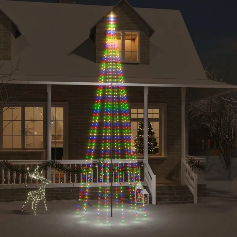 LED-Weihnachtsbaum fr Fahnenmast Mehrfarbig 732 LEDs 500 cm