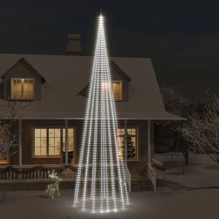 LED-Weihnachtsbaum fr Fahnenmast Kaltwei 1134 LEDs 800 cm