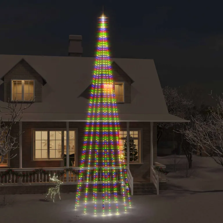 LED-Weihnachtsbaum fr Fahnenmast Mehrfarbig 1134 LEDs 800 cm