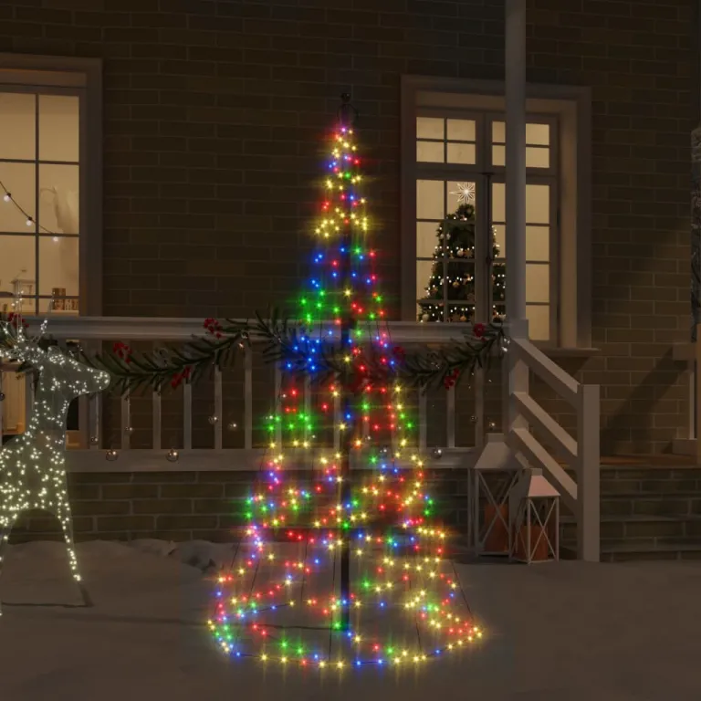 LED-Weihnachtsbaum fr Fahnenmast Mehrfarbig 200 LEDs 180 cm