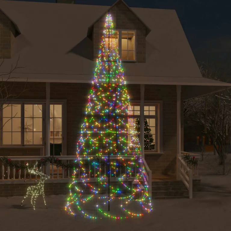 LED-Weihnachtsbaum fr Fahnenmast Mehrfarbig 1400 LEDs 500 cm