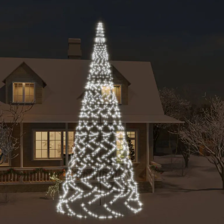 LED-Weihnachtsbaum fr Fahnenmast Kaltwei 3000 LEDs 800 cm