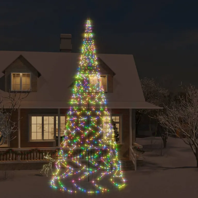 LED-Weihnachtsbaum fr Fahnenmast Mehrfarbig 3000 LEDs 800 cm