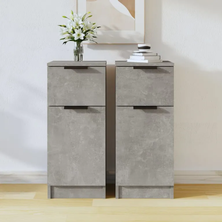 Sideboards 2 Stk. Betongrau 30x30x70 cm Holzwerkstoff