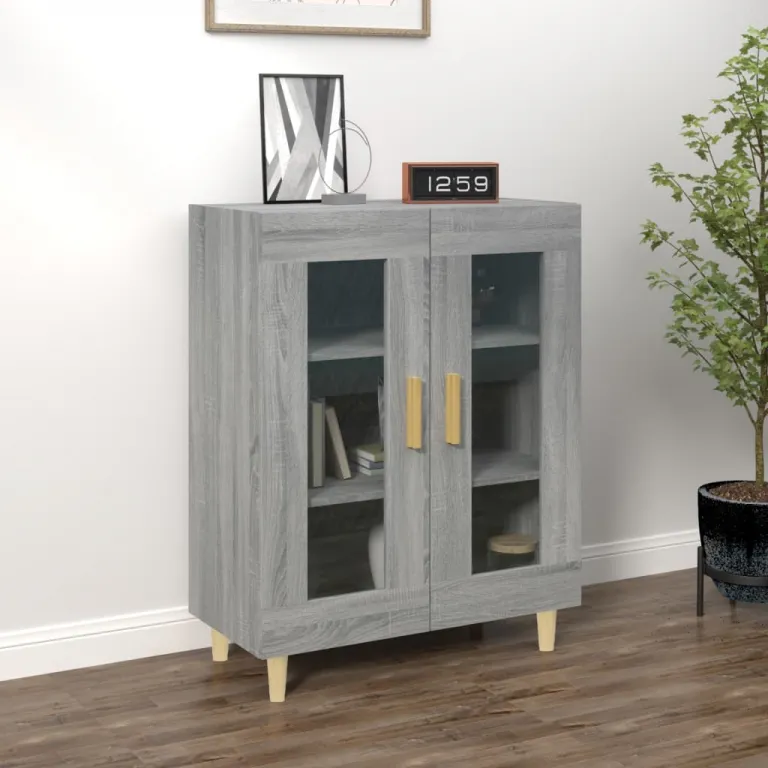 Sideboard Grau Sonoma 69,5x34x90 cm Holzwerkstoff Glas Vitrine