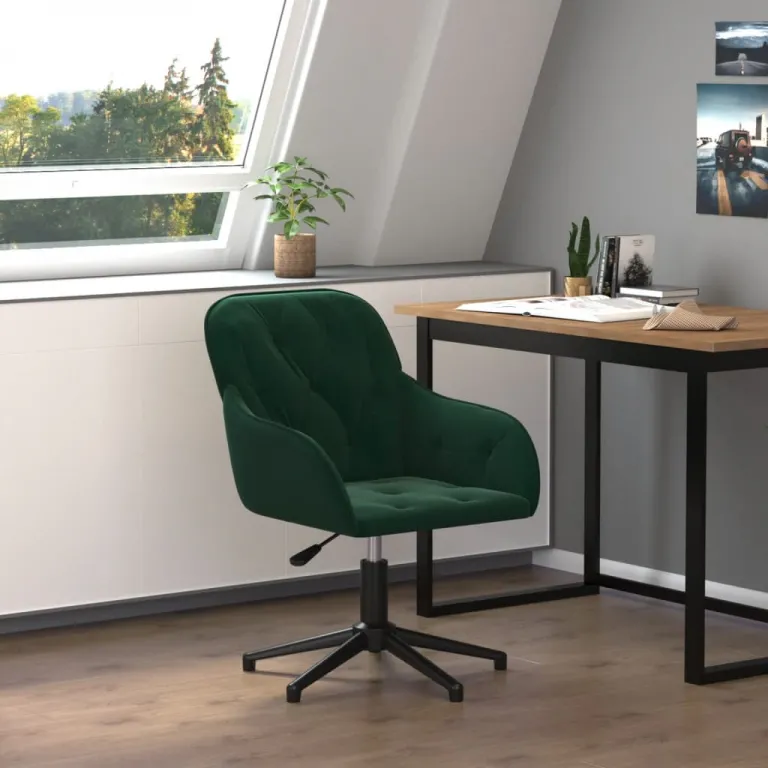 Brostuhl Drehbar Dunkelgrn Samt Home Office Schreibtisch Gesteppt Hhenverstel