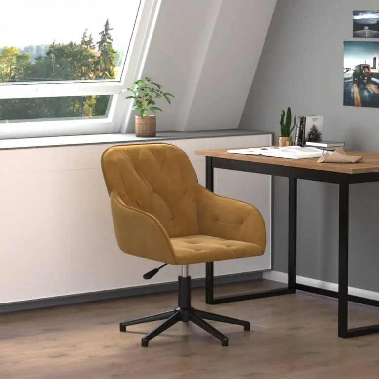 Brostuhl Drehbar Braun Samt Home Office Schreibtisch Gesteppt Hhenverstellbar