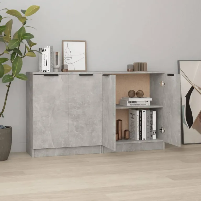 Sideboards 2 Stk Betongrau 60x30x70 cm Holzwerkstoff Kommode Schubladen