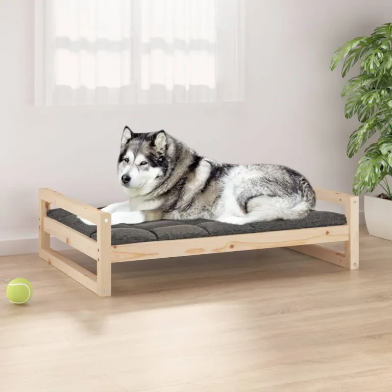 Hundebett 105,5x75,5x28 cm Massivholz Kiefer  Krbchen Bett Hund Haustier