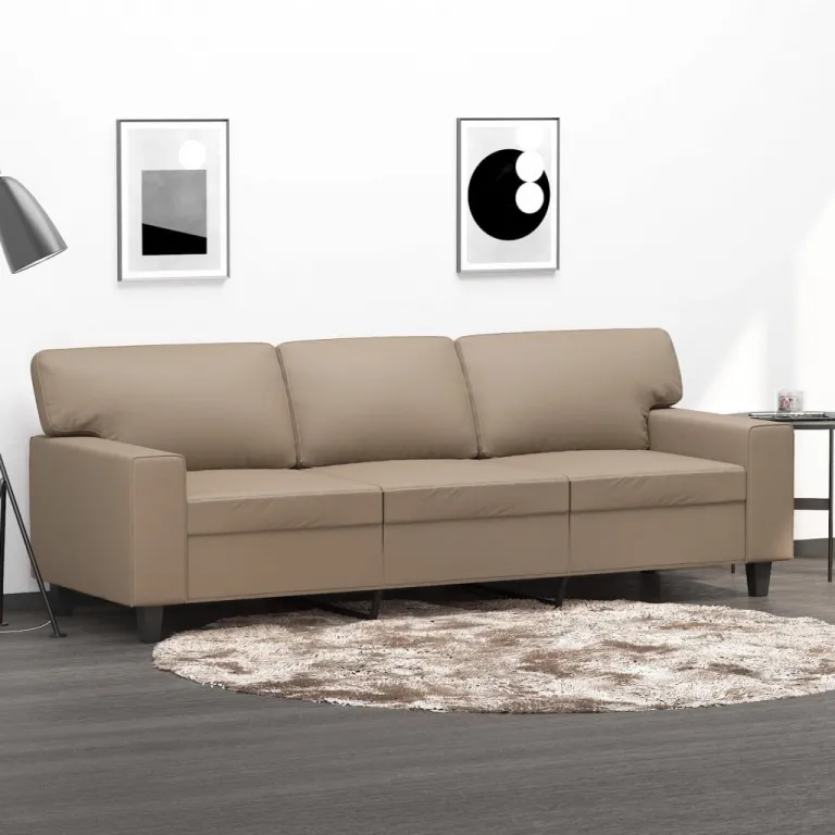 3-Sitzer-Sofa Cappuccino-Braun 180 cm Kunstleder Couch