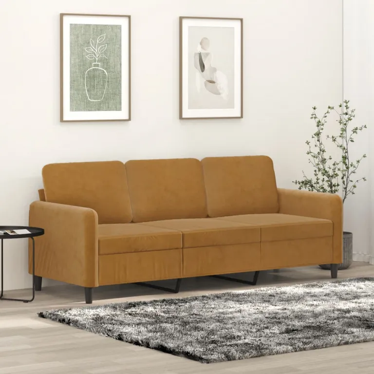 3-Sitzer-Sofa Braun 180 cm Samt Couch