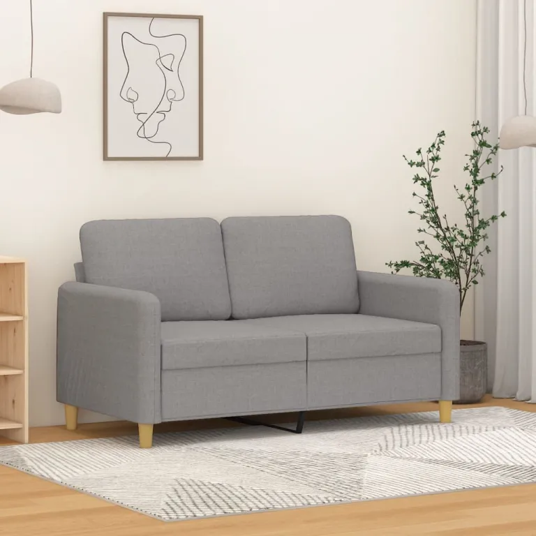 2-Sitzer-Sofa Hellgrau 120 cm Stoff Couch