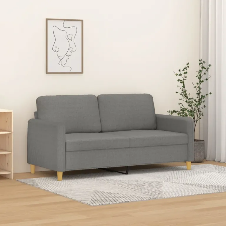 2-Sitzer-Sofa Dunkelgrau 140 cm Stoff Couch