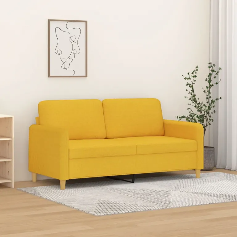 2-Sitzer-Sofa Hellgelb 140 cm Stoff Couch