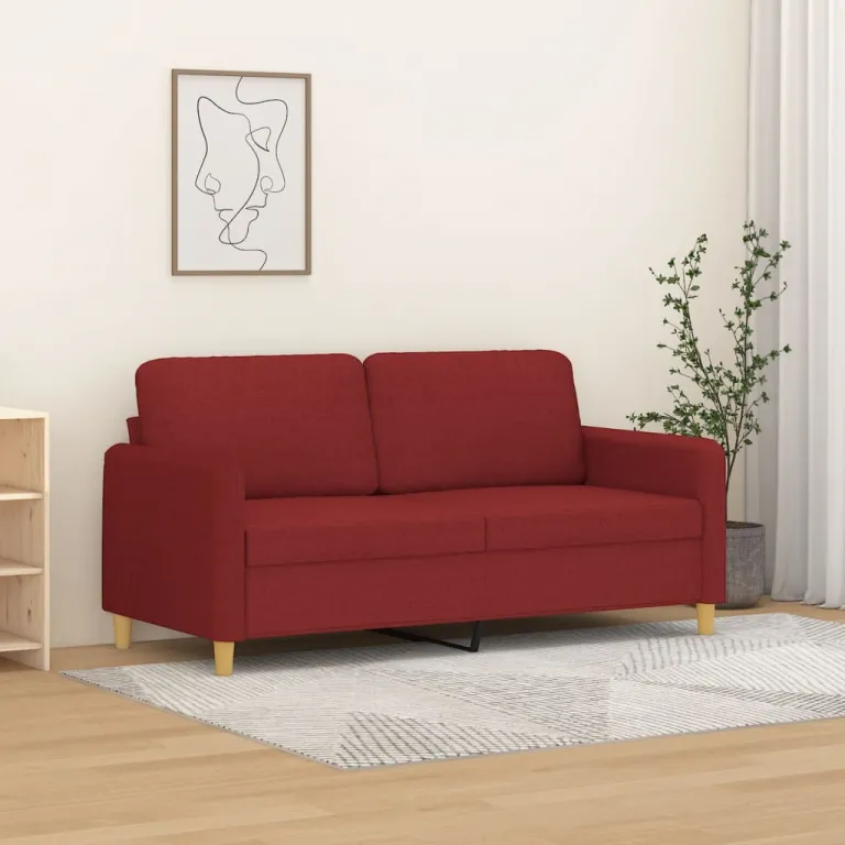 2-Sitzer-Sofa Weinrot 140 cm Stoff Couch