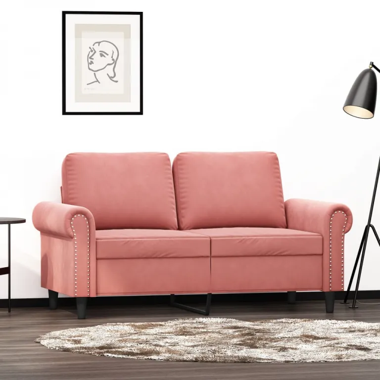 2-Sitzer-Sofa Rosa 120 cm Samt Couch