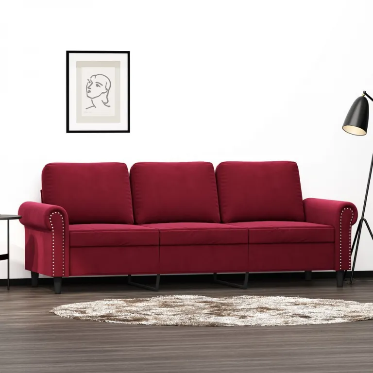 3-Sitzer-Sofa Weinrot 180 cm Samt Couch