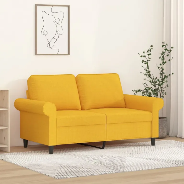 2-Sitzer-Sofa Hellgelb 120 cm Stoff Couch